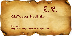 Récsey Nadinka névjegykártya